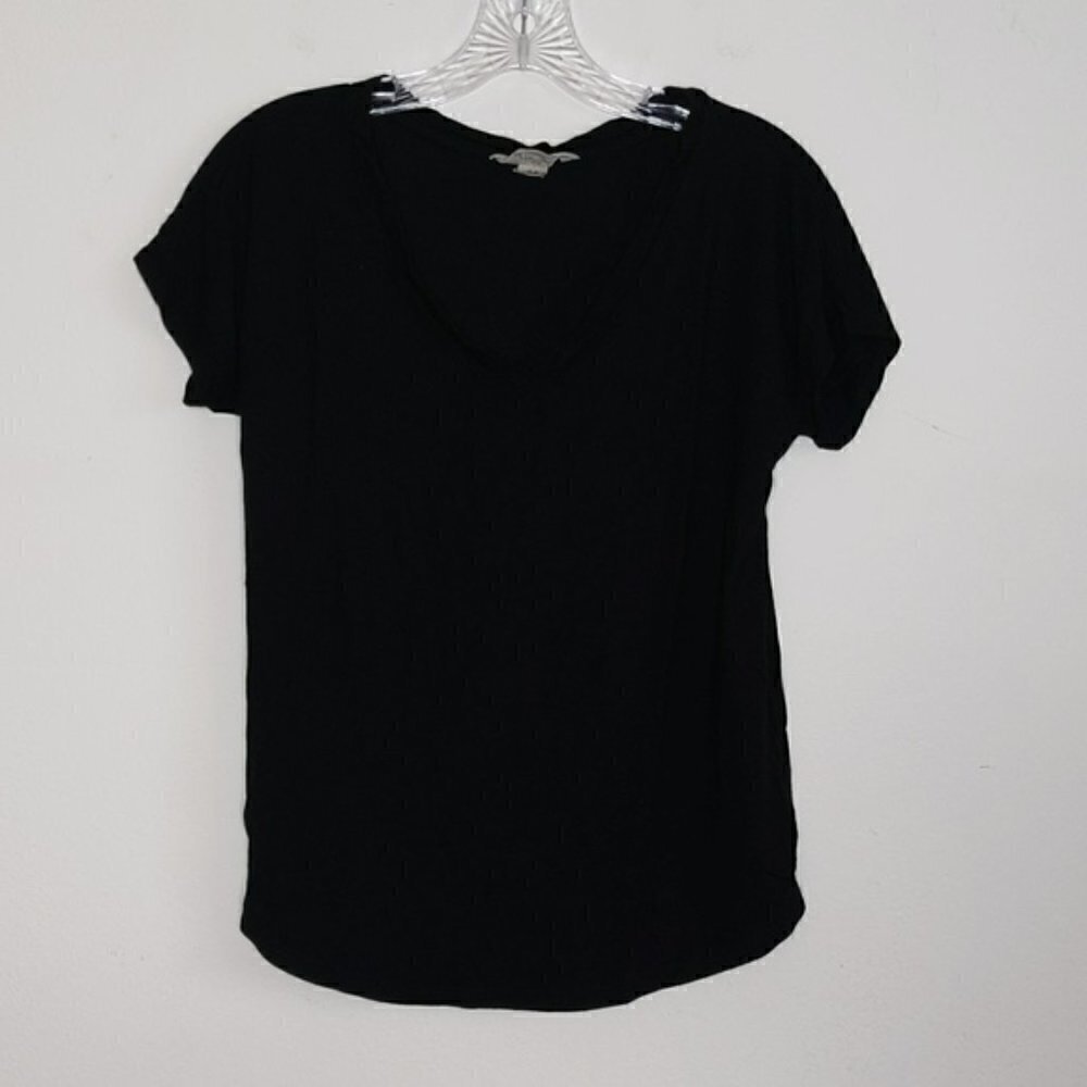 Black V Neck Short Sleeve T Shirt